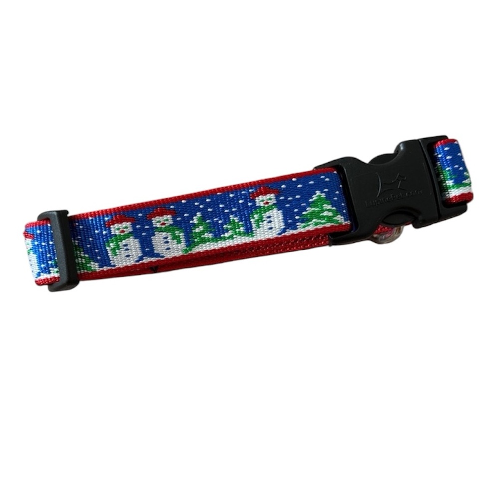 Lupine Pet Winter Snowman Christmas Dog Collar 3/4” Width Adjustable Clip